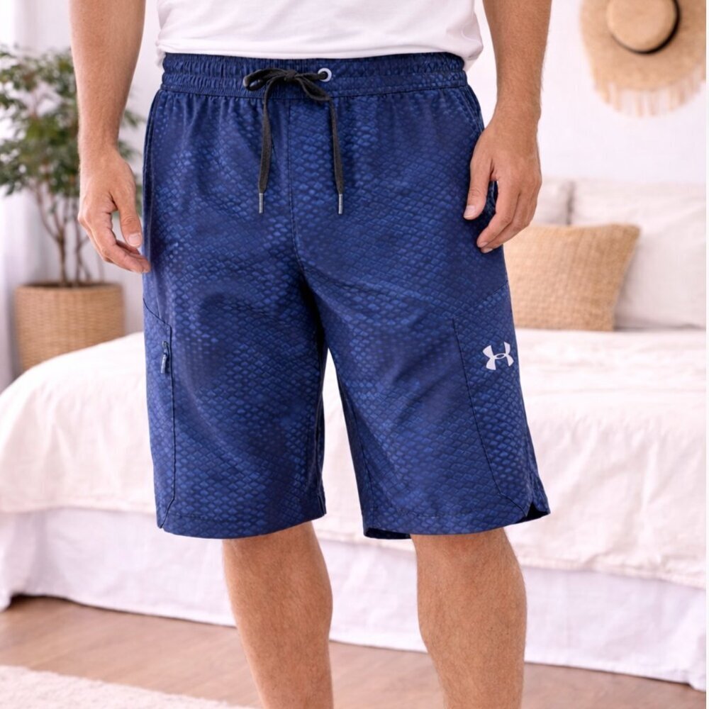 Under Armour Mens Size 36 Blue Athletic Hybrid Shorts